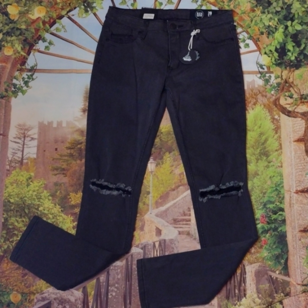 RES denim trashqueen low rise skinny black jeans size 29